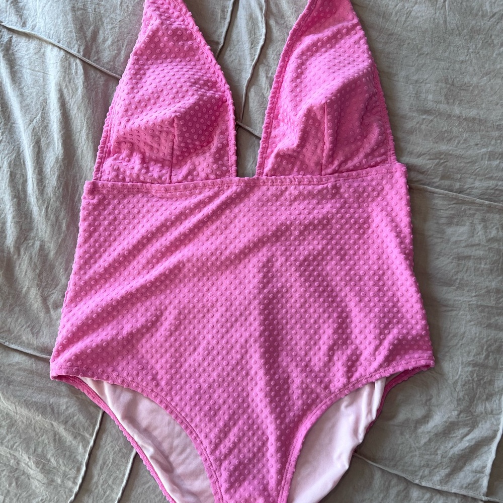 Cupshe Pink Textured One Piece Swimsuit